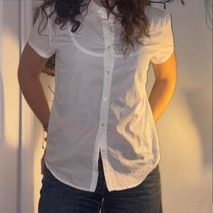 Talbots White Casual Button Down Shirt